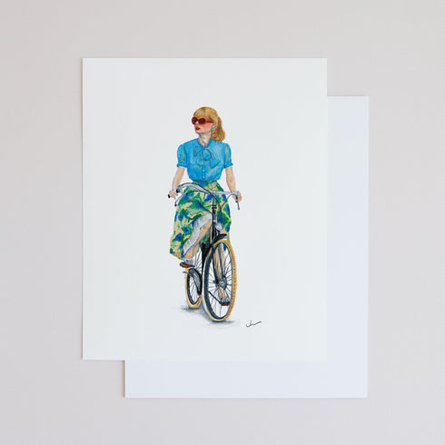 "GIRL ON BIKE C1" ARCHIVAL GICLEE ART PRINT